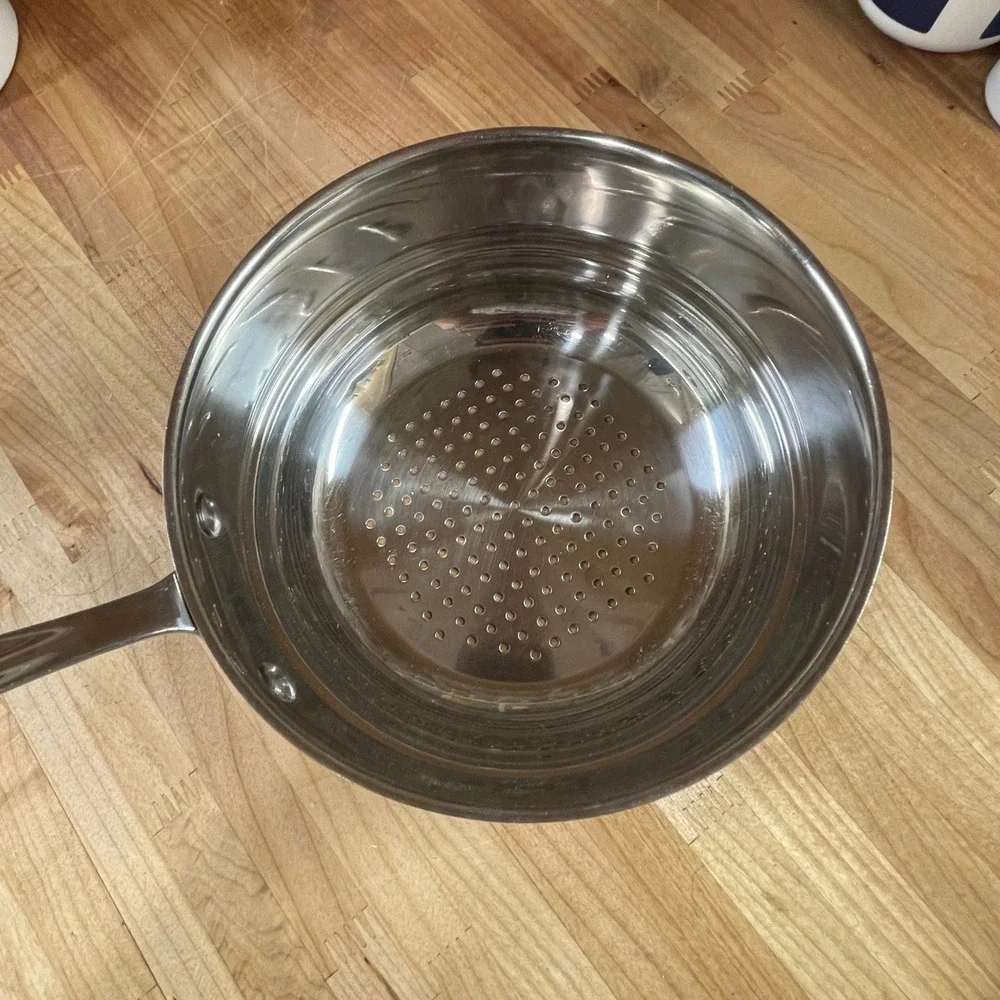 All-Clad Stainless Steel Steamer Basket Insert Perforated Riveted Handle 8in